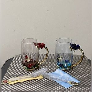 COAWG Rose Accent Glass Tea Cup